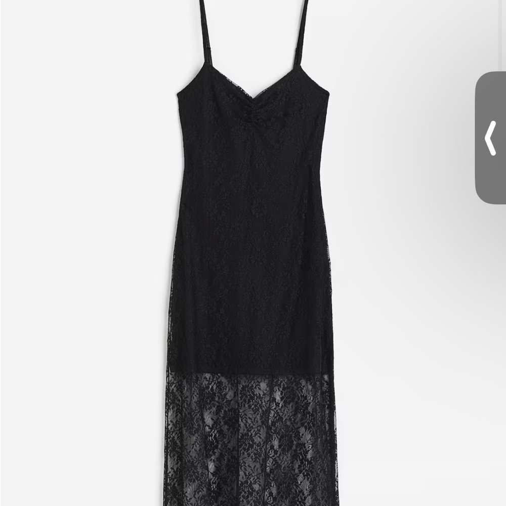 H&M Black Midi Dress with Lace Detail